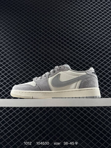 Jordan Air Jordan 1 Low Travis Scott Stussy White Grey Sail Black EU 36-45 Sneaker - Unisex (BS-80537)