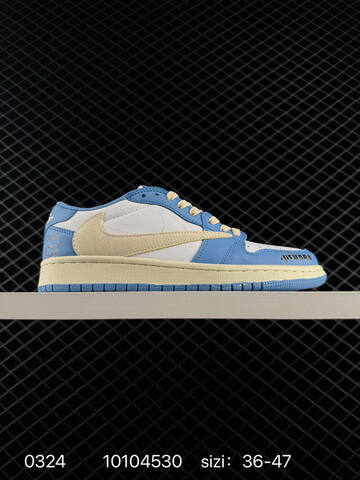 Jordan Air Jordan 1 Low OG Travis Scott Fragment Custom White Blue Cream Black EU 36-47 Sneaker - Unisex (BS-79613)