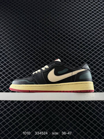 Jordan Air Jordan 1 Retro Low OG Black Pale Yellow Dark Green Red EU 36-47 Sneaker - Unisex (BS-80550)