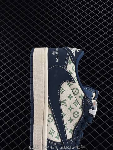 Jordan Air Jordan 1 Low Louis Vuitton Travis Scott Sail Navy Green Off White EU 36-45 Sneaker - Unisex (BS-81197)
