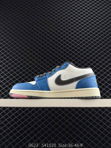 Jordan Air Jordan 1 Low Flight Vintage White Blue Grey Cream Yellow EU 36-46 Sneaker - Unisex (BS-81157)