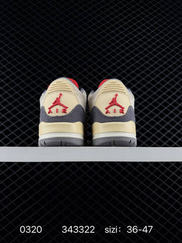 Jordan Air Jordan 3 Retro SE Muslin Beige Grey Red Cream White EU 36-47 Basketball Shoe - Unisex (BS-79640)