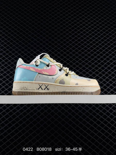 Nike Air Force 1 07 LV8 Multiple custom colorways including grey black light blue floral pastel camo distressed gothic white black red EU 36-45 half sizes available lifestyle