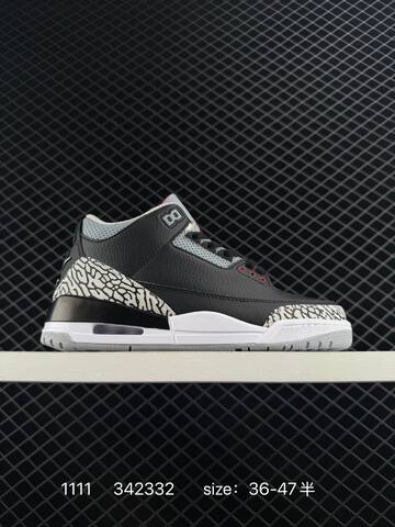 Jordan Air Jordan 3 Retro Black White Sail Grey EU 36-47 Basketball Shoe - Unisex (BS-80301)