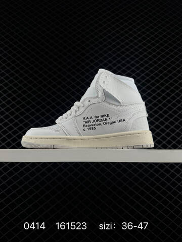 Jordan Off White x Air Jordan 1 Retro High OG White White Cream Beige Blue Orange EU 36-47 Sneaker - Unisex (BS-79479)