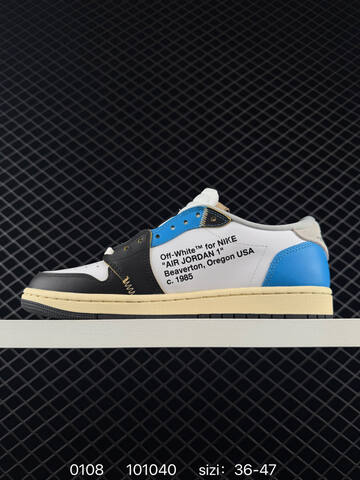 Jordan Air Jordan 1 Low Off White White Black Blue Cream Tan EU 36-47 Sneaker - Unisex (BS-79874)