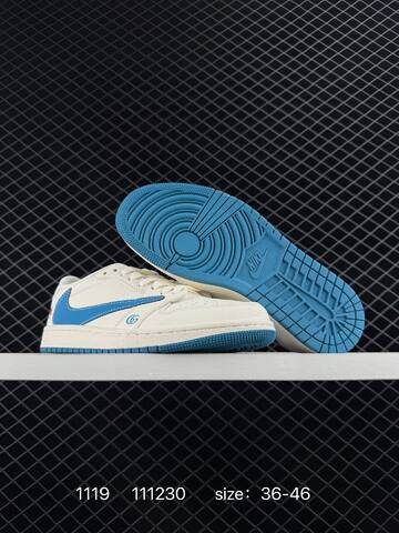 Jordan Air Jordan 1 Low Travis Scott DIY Sail Blue White EU 36-46 Sneaker - Unisex (BS-80231)