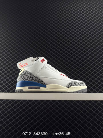 Jordan Air Jordan 3 Retro White Grey Blue Red Cream EU 36-45 Basketball Shoe - Unisex (BS-81074)