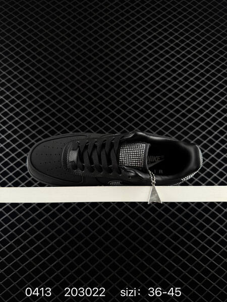 Nike Air Force 1 07 Black with rhinestone Swoosh accents EU 36-45 lifestyle
