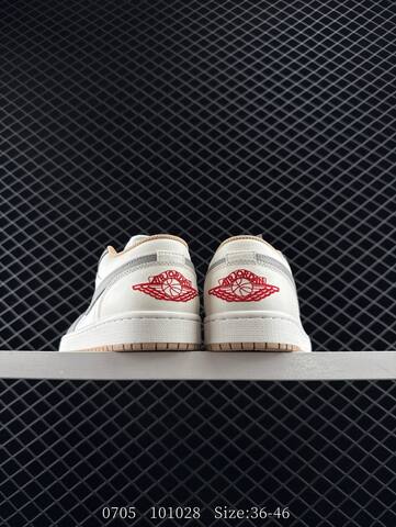 Jordan Air Jordan 1 Low White Grey Beige Red EU 36-46 Sneaker - Unisex (BS-81099)
