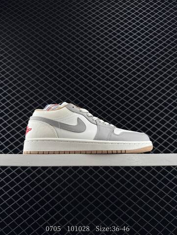 Jordan Air Jordan 1 Low White Grey Beige Red EU 36-46 Sneaker - Unisex (BS-81099)