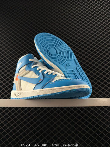 Jordan Off White x Air Jordan 1 Retro High OG UNC White Blue Cream Orange EU 36-47 5 Basketball Shoe - Unisex (BS-80602)