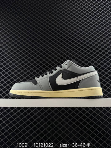 Jordan Air Jordan 1 Low 553558 113 Black Grey Pale Yellow EU 36-46 Sneaker - Unisex (BS-80561)