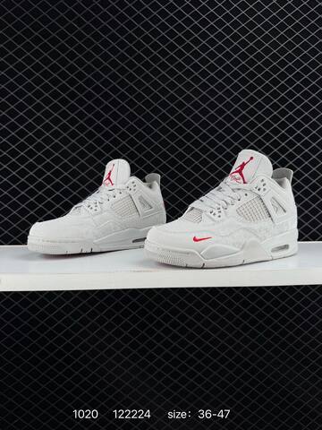 Jordan Air Jordan 4 Retro HF4340-104 Light Grey Red EU 36-47 Basketball Shoe - Unisex (BS-80471)