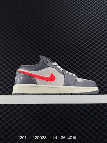 Jordan Air Jordan 1 Low Dark Grey Light Grey Bright Red Off White EU 36-40 Sneaker - Unisex (BS-80138)