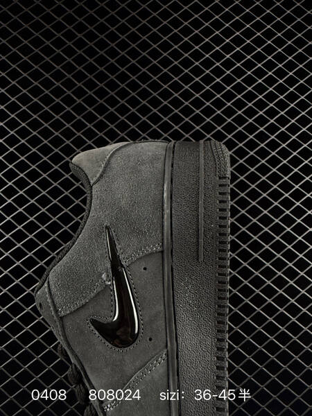 Nike Air Force 1 07 Triple Black Anthracite Suede with Glossy Black Swoosh EU 36-45 half sizes available lifestyle