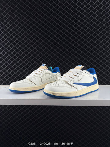 Jordan Air Jordan 1 Low OG Fragment Design x Travis Scott Sail Blue Cream White EU 36-46 Sneaker - Unisex (BS-80964)
