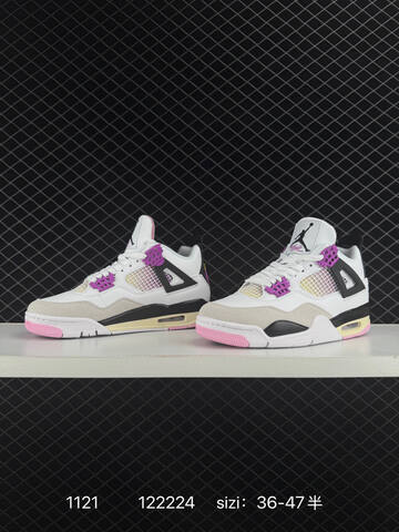 Jordan Air Jordan 4 Retro OG White Grey Black Purple Pink EU 36-47 Basketball Shoe - Unisex (BS-80220)