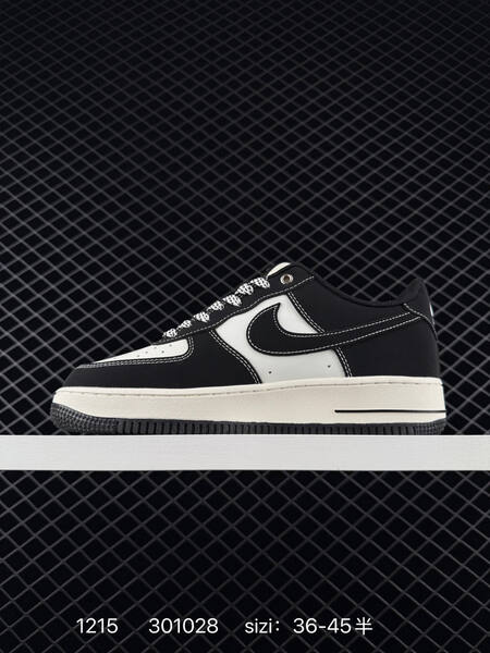 Nike Air Force 1 Low Black White with orange accents EU 36-45 5 casual lifestyle