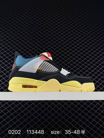 Jordan Air Jordan 4 Retro Union Off Noir Black Blue Yellow Red White EU 35-48 Basketball Shoe - Unisex (BS-79732)