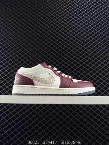 Jordan Air Jordan 1 Low Sail Burgundy Gold Black EU 36-46 Sneaker - Unisex (BS-81169)