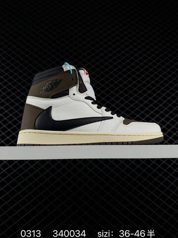 Jordan Air Jordan 1 Retro High OG Travis Scott Sail Dark Mocha Black Cream EU 36-46 Basketball Shoe - Unisex (BS-79671)