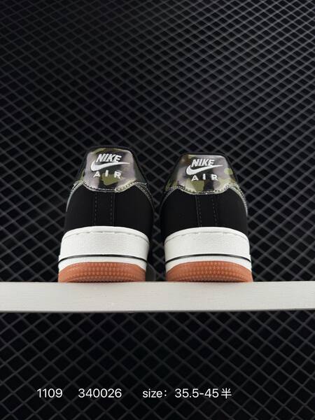 Nike Air Force 1 07 black white camouflage orange 35 5-45 5 casual lifestyle