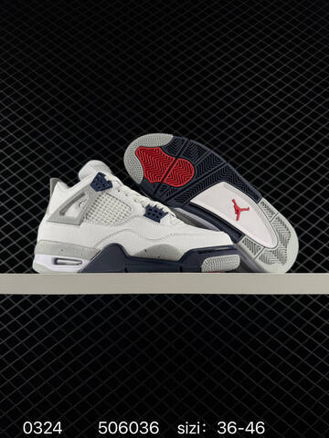Jordan Air Jordan 4 Retro White Grey Navy Red EU 36-46 Basketball Shoe - Unisex (BS-79620)