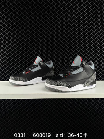 Jordan Air Jordan 3 Retro Black Grey White Red EU 36-45 Basketball Shoe - Unisex (BS-79575)