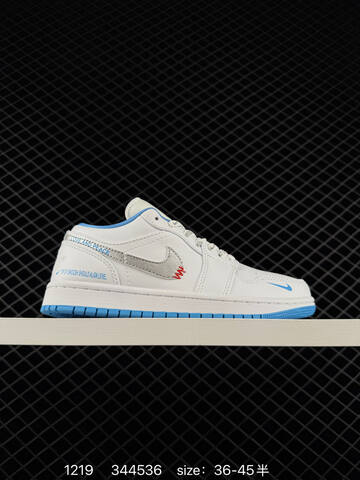 Jordan Air Jordan 1 Low White Light Gray Black Blue EU 36-45 Sneaker - Unisex (BS-80027)
