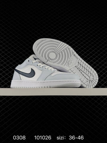 Jordan Air Jordan 1 Low White Light Grey Dark Navy EU 36-46 Sneaker - Unisex (BS-79687)