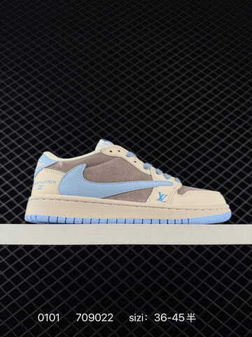 Jordan Air Jordan 1 Low Travis Scott Reverse Mocha Louis Vuitton Custom Beige Grey Light Blue EU 36-45 Sneaker - Unisex (BS-79918)
