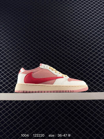 Jordan Travis Scott x Air Jordan 1 Low White Pink Red Beige EU 36-47 Sneaker - Unisex (BS-80585)