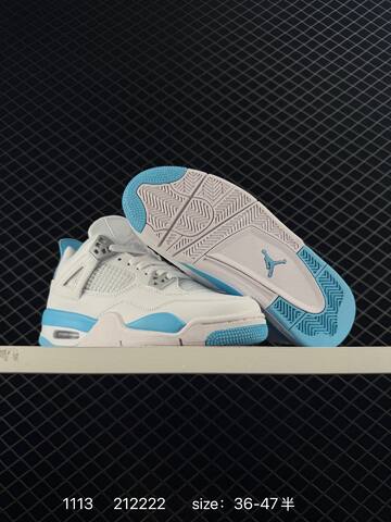 Jordan Air Jordan 4 Retro White Light Blue Grey EU 36-47 Basketball Shoe - Unisex (BS-80292)