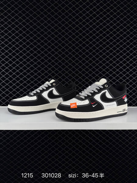 Nike Air Force 1 Low Black White with orange accents EU 36-45 5 casual lifestyle