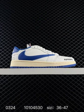 Jordan Air Jordan 1 Low OG Travis Scott Fragment Custom White Blue Cream Black EU 36-47 Sneaker - Unisex (BS-79613)