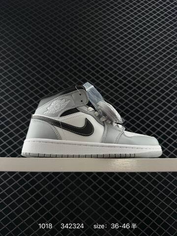 Jordan Air Jordan 1 Mid Black White Light Grey EU 36-46 Basketball Shoe - Unisex (BS-80491)