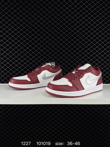 Jordan Air Jordan 1 Low White Burgundy Silver EU 36-46 Sneaker - Unisex (BS-79978)