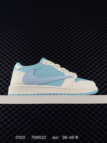 Jordan Air Jordan 1 Low Travis Scott Reverse Swoosh LJ5188-006 Sail Light Blue Olive Black EU 36-45 Sneaker - Unisex (BS-79914)