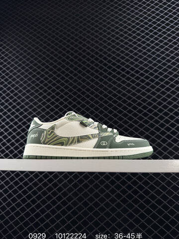 Jordan Air Jordan 1 Low Travis Scott Fragment Custom Dark Green Off White EU 36-45 Sneaker - Unisex (BS-80603)