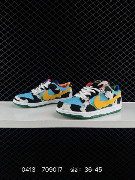 Nike SB Dunk Low Pro Ben Jerry s Chunky Dunky Blue Fury Chunky Dunky cow print yellow swoosh green outsole multicolor accents EU 36-45 skate lifestyle