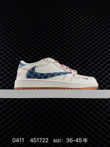 Jordan Air Jordan 1 Low Travis Scott Reverse Mocha Custom Off White Dark Green EU 36-45 Sneaker - Unisex (BS-79505)