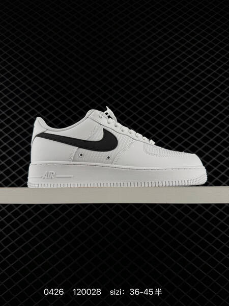 Nike Air Force 1 07 White with black Swoosh EU 36-45 half sizes available lifestyle