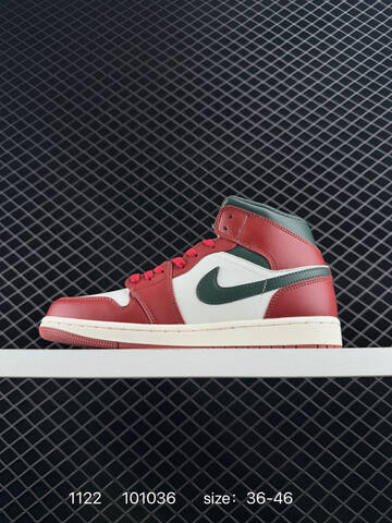 Jordan Air Jordan 1 Mid Red White Dark Green Gold EU 36-46 Sneaker - Unisex (BS-80214)