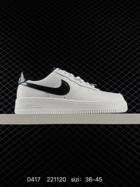 Nike Air Force 1 07 Low White with metallic black Swoosh black heel tab and lining EU 36-45 lifestyle