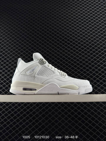 Jordan Air Jordan 4 Retro White Silver Black Olive White EU 36-48 Basketball Shoe - Unisex (BS-80579)