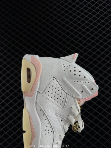 Jordan Air Jordan 6 Gold Hoops White Light Pink Pale Yellow Gold EU 36-47 Basketball Shoe - Unisex (BS-80930)