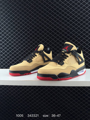 Jordan Air Jordan 4 Retro Tan Black Red White EU 36-47 Basketball Shoe - Unisex (BS-80575)