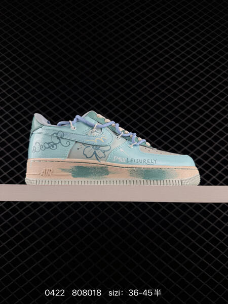 Nike Air Force 1 07 LV8 Multiple custom colorways including grey black light blue floral pastel camo distressed gothic white black red EU 36-45 half sizes available lifestyle