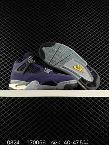 Jordan Air Jordan 4 Retro Purple Black Grey Cream Yellow EU 40-47 5 Basketball Shoe - Men's (BS-79617)